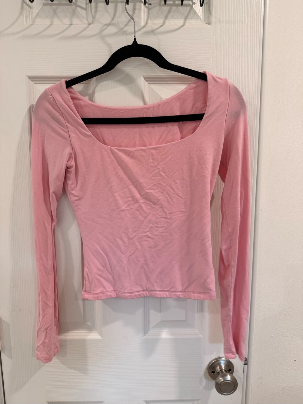 Women’s Long Sleeve Square Neck Top - Pink